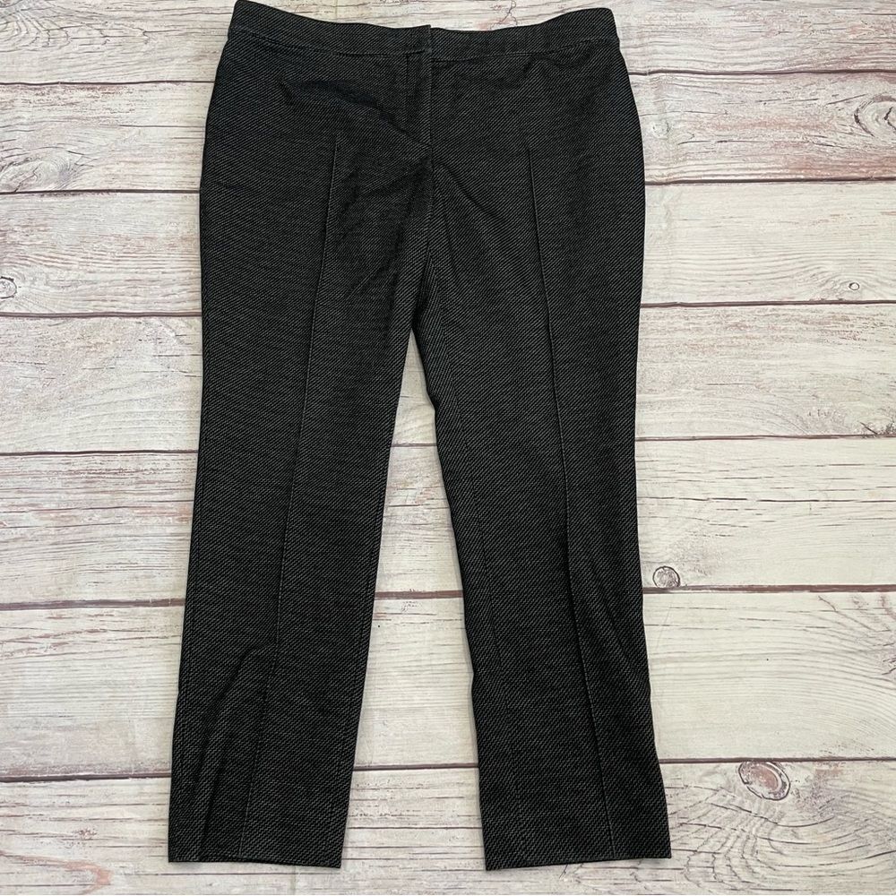 Akris Punto Pleat Front Checked Soft Cropped Trousers Black Grey Size 14
